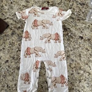Milkbarn Ivory/Pink Bamboo Elephant In Tutus‎ Bodysuit 6-12 Months 4259
